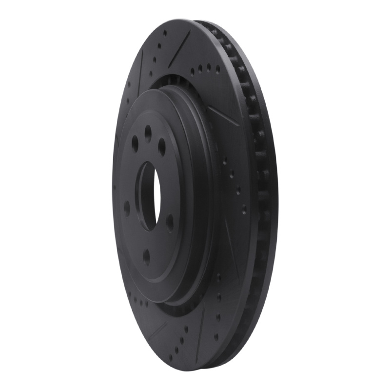 Cadillac ATS Brake Rotor (1) - Rear Left - R1 Concepts - Drilled & Slotted - Black - `16-`24